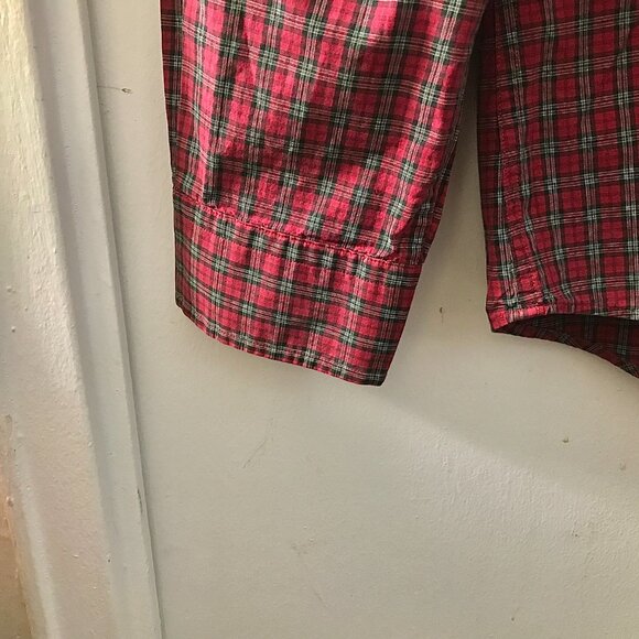 Men's Polo Button-Down Long Sleeve Shirt - Burgundy/Black/White - Size XL - Picture 4 of 5